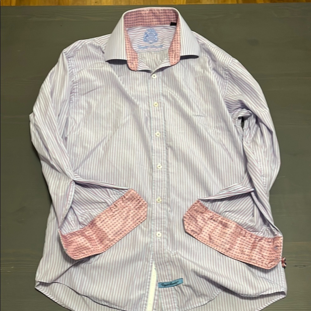 English Laundry Purple and Pink Dress Shirt with Classic Collar